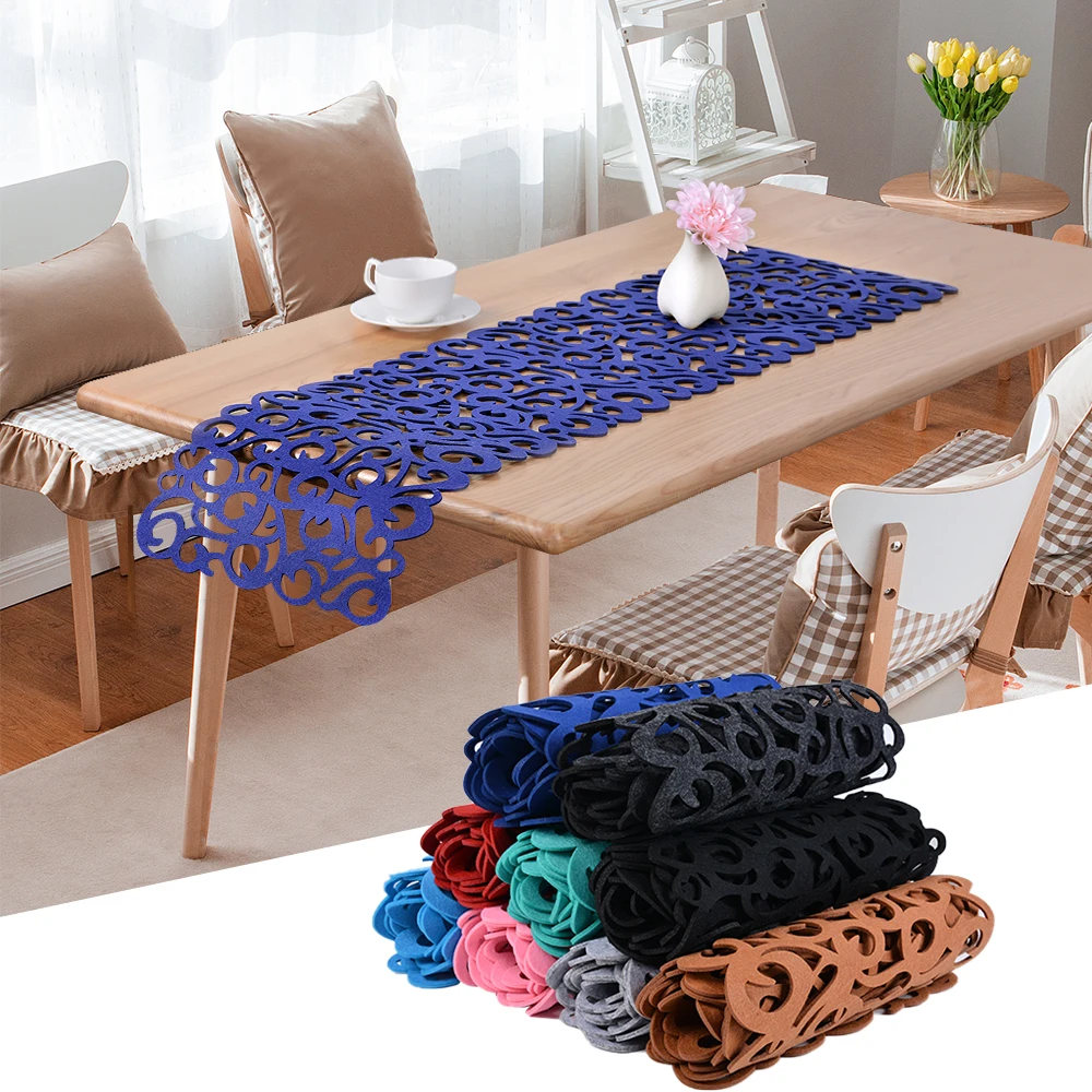 

Rectangle Felt Table Runners Modern Hollow Out Table Home Decoration TV Cabinet Table Runners for Wedding Decorations