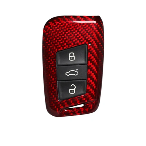 DZE-RED Т-карбоновый чехол для автомобильного ключа для Volkswagen VW Golf 7 GTI R MK7 Tiguan, автомобильный брелок из углеродного волокна, держатель, брелок для ключей - Название цвета: DZE-RED