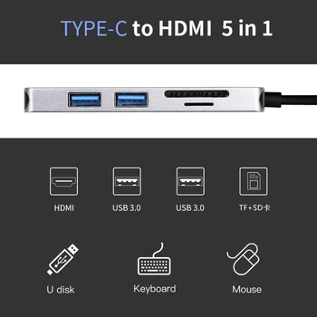 

USB HUB 3.0 Type-C to USB 3.0 4K HD PD Charging USB-C Adapter Replacement for MacBook Type-C Cable Adapter