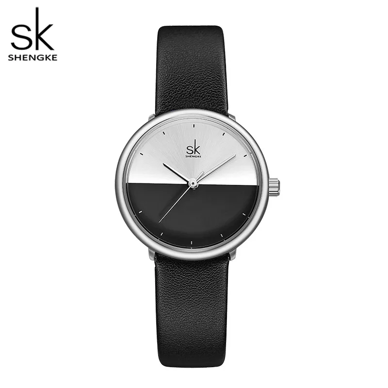 black for women SK креативные женские часы с циферблатом, повседневные кожаные женские часы, женские часы, роскошные синие модные женские часы - Цвет: black for women