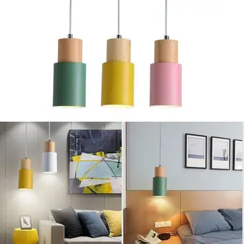 

Nordic Style Wood Cement Pendant Lights Modern Light Led E27 Cord Lamp Restaurant Living Room Cafe Bedroom