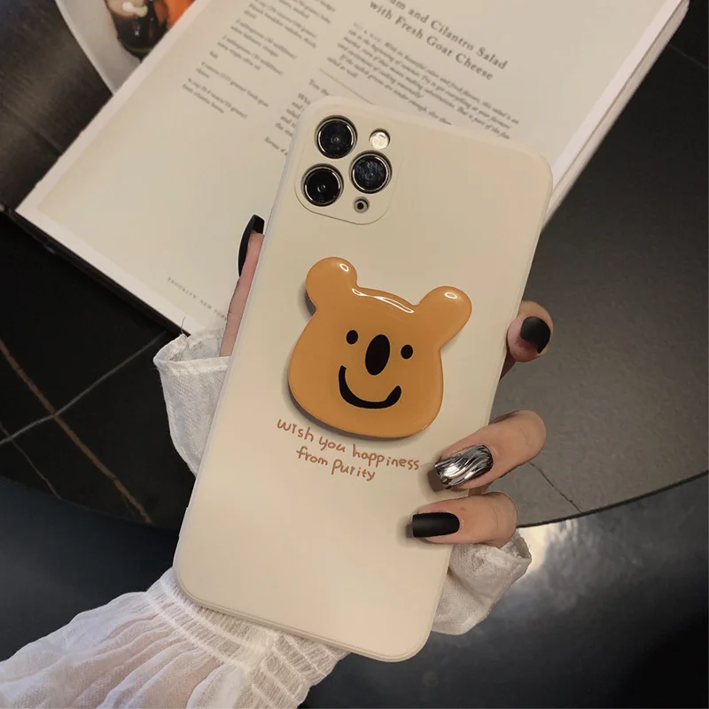 

phone case ins koala for iphone11 XR X 11pro max 7/8plus Xs max mobile phone shell bracket liquid silicone