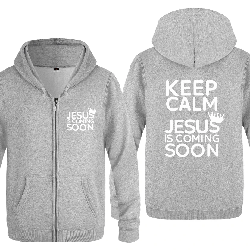 HUIY BAT Keep Calm Jesus скоро Новинка креативные толстовки мужские мужские флисовые кардиганы на молнии толстовки с капюшоном - Цвет: HUIY BAT