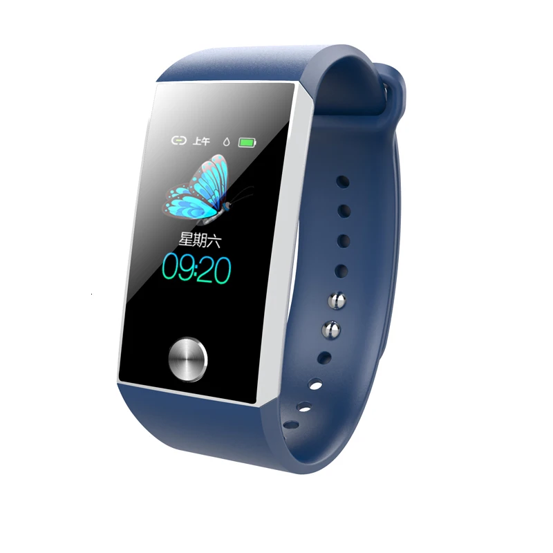 Silver Blue Умный Браслет S28, браслет для здоровья, водонепроницаемый, Bluetooth, кровяное давление, умные часы, телефон, применимый для Apple samsung - Цвет: Silver Blue