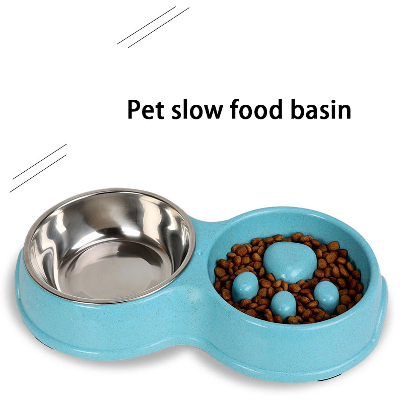 

Cat and Dog chat eaters double bowl for gato iron slow feeder bowls for dogs food dispenser raised bowls for slow food