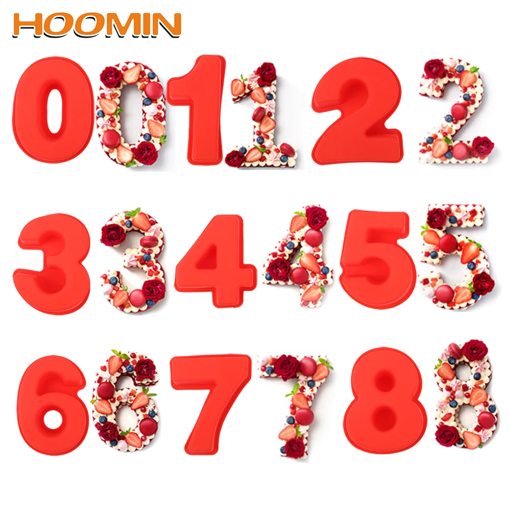 HOOMIN Cake Mold Wedding Cake 0-8 Arabic Number for Birthday Cake Silicone Number Molds Baking Mold Cake Accessories