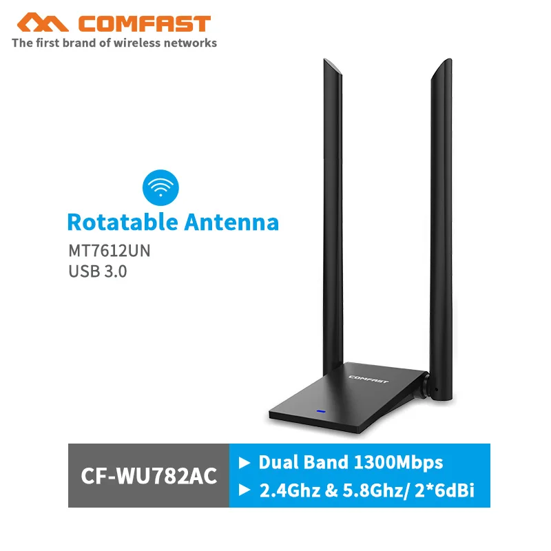 ПК Wifi адаптер 150~ 1300 Мбит/с высокой мощности USB беспроводной адаптер ПК Компьютерная сетевая карта 2* 6dBi антенна USB 3,0 LAN Dongle приемник