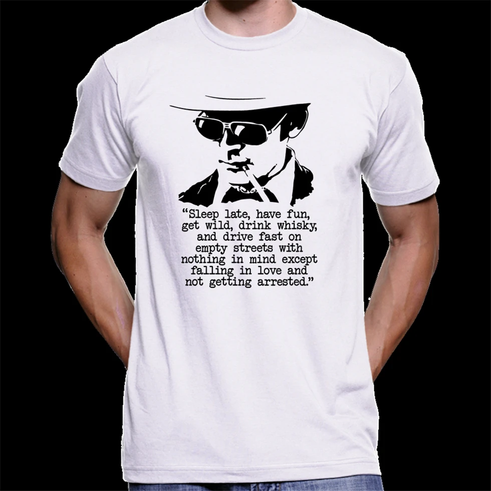 Sleep Late Fear And Loathing в Вегасе Охотник с. Томпсон Цитата белая футболка брендовая