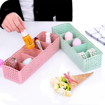 

5 Grids Underwear Plastic Container Makeup Organizer Storage Basket Wardrobe Organizer Women Men Storage Box For Socks