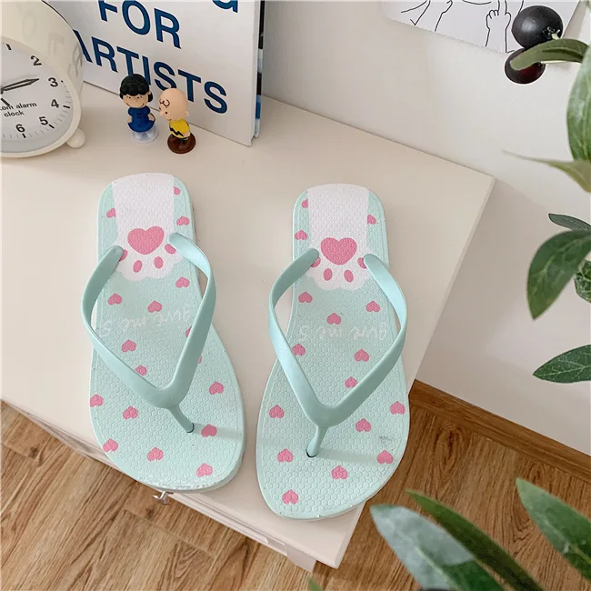 green Ins/шлепанцы в Корейском стиле с когтями из мультфильмов; женские милые тапочки; красивая обувь для студентов; Мягкие резиновые шлепанцы; женские пляжные шлепанцы - Цвет: green