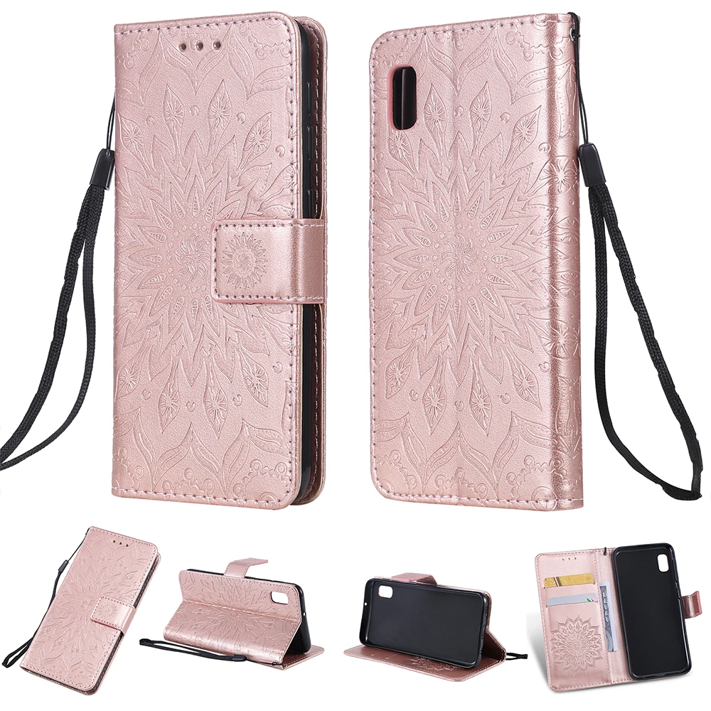 Простая 3D карточка с тиснением чехол для samsung Galaxy A10E A80 M30 M20 M10 A8S A20 A40 A6S Чехол Флип Защита от солнца цветок кожаный чехол для телефона