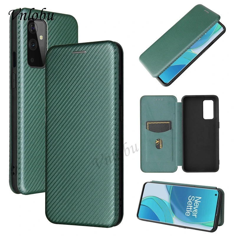 Carbon Fiber Flip Magnetic Leather Back Cover For Oneplus 9 Nord N10 N100 8T 8 7T 7 6T 6 5T Walle Case | Мобильные телефоны и