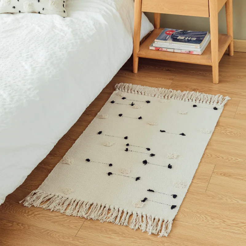Напольный коврик с кисточками и цветами 60x90 для спальни Впитывающий Коврик воды