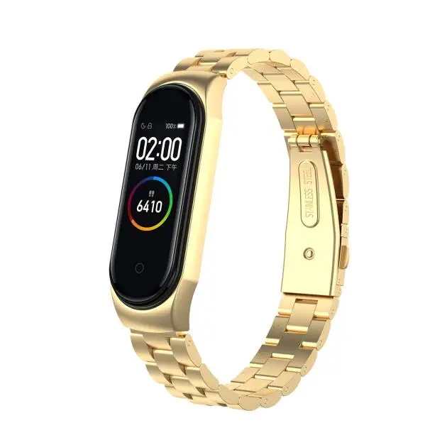 Gold Mi Band 3 4 ремешок из металлической нержавеющей стали для Xiaomi mi Band 3 ремешок совместимый браслет mi band 3 браслеты Pulseira mi band3 - Цвет ремешка: Gold