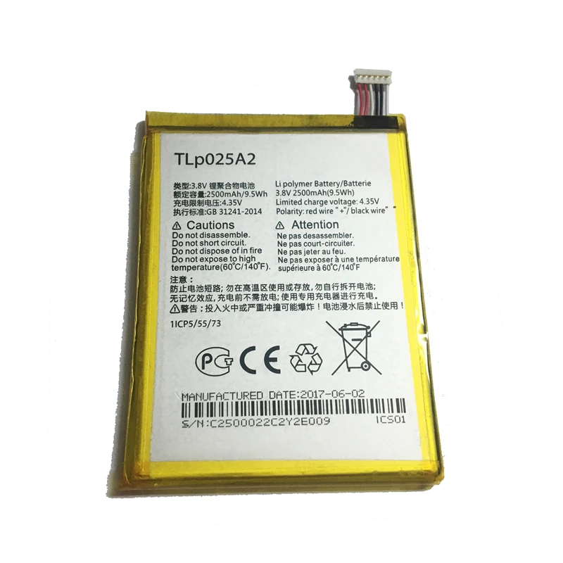 Мобильный аккумулятор TLp025A2 для Alcatel One Touch Onetouch POP C9 Dual 7047D Idol X Plus OT 6043D 8000D 8008D 2500mAh