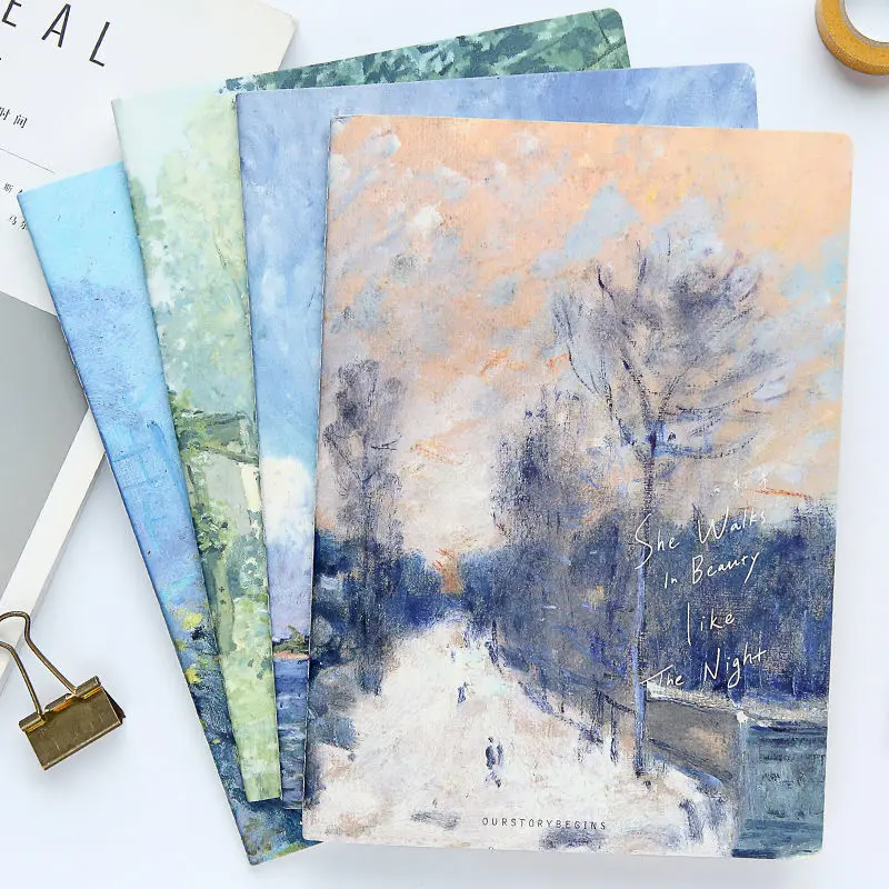

4PCS New Student Car Line B5 Notebook Ins Wind Small Fresh Large Notepad Literary Thick Notebook School Supplies Notebook