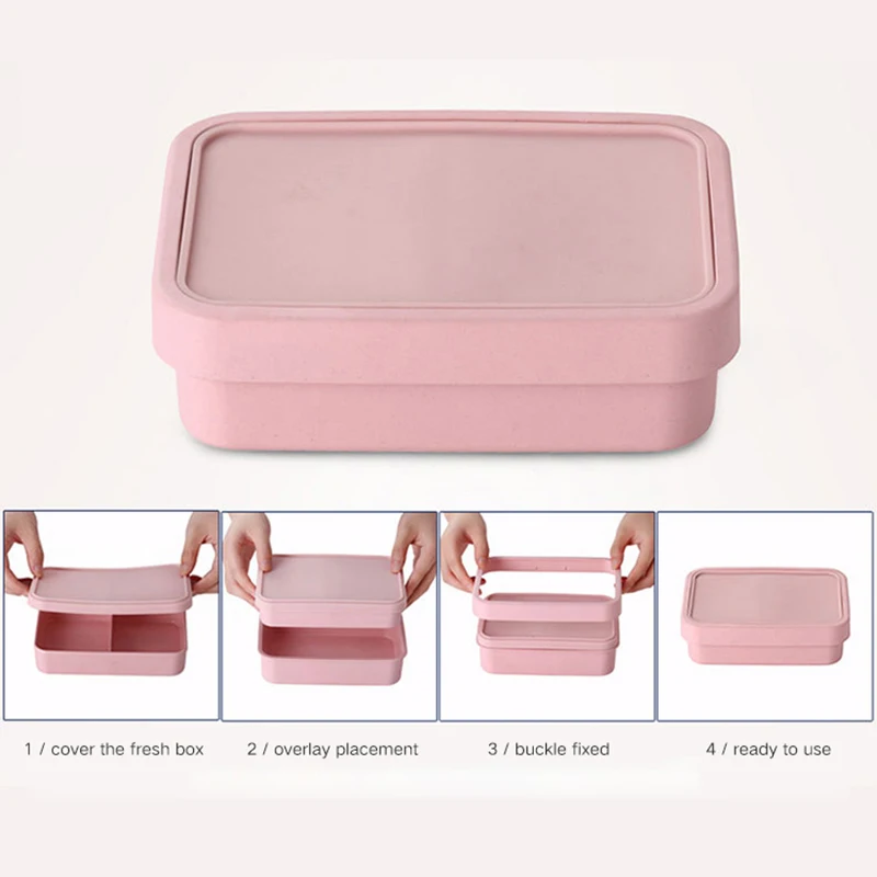 Multifunction Double Lunch Box For Baby Kids School Food Container Solid Color Bento Box Children Lunch Box
