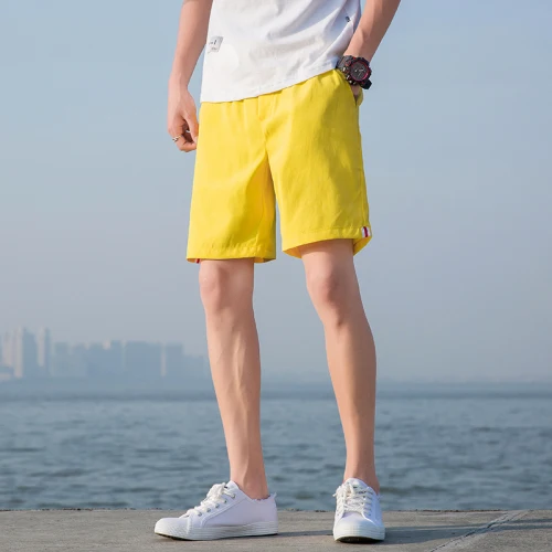 yellow Новые летние повседневные шорты мужские хлопковые модные стильные мужские шорты пляжные шорты-бермуды больших размеров 4XL 5XL повседневные штаны - Цвет: yellow