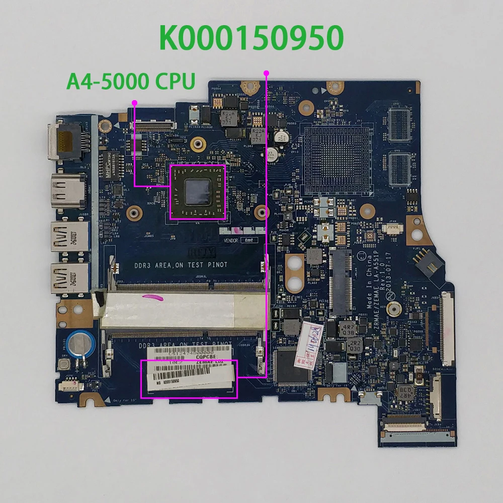 for Toshiba M50D-A M50D Series K000150950 A4-5000 CPU ZRMAE/ZEMAE LA-A551P Laptop PC NoteBook Motherboard Mainboard Tested | Компьютеры и