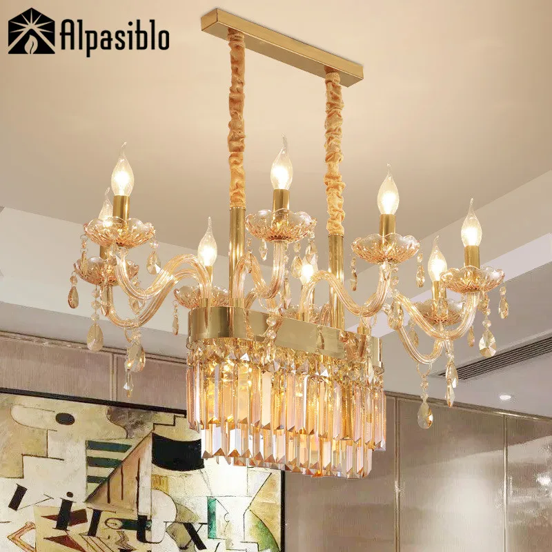 

Modern crystal chandelier K9 crystal amber 110~240V lustres de cristal chandelier living room bedroom lighting lustre para sala