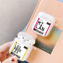 Популярный в мире чехол со штрих-кодом для Airpods 2 1, Bluetooth гарнитура, Нью-Йорк, Лондон, Токийский прозрачный ТПУ чехол