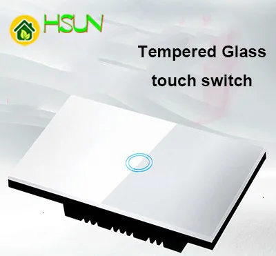 120 type US Standard Touch screen Switch 1 Gang Glass Touch Switch 110-240V Light Sensor Waterproof Switch Wall remote control