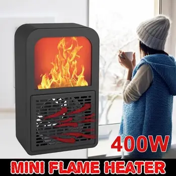 

Economic 220V Warmer Heating Mini Electric Heater Fireplace Flame Desktop Space Saver Home Portable 400W Plastic Living Rooms