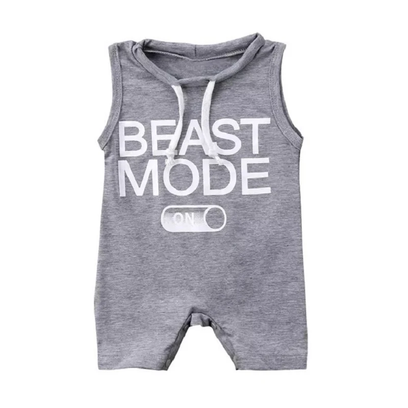 New Summer Toddler Kids Baby Boy Gray Sleeveless Romper Short Loose Jumpsuit Outfit Clothes |
