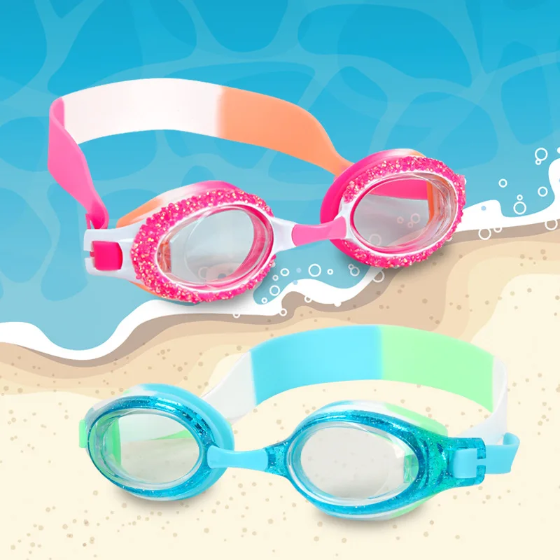 

CHILDREN'S Swimming Goggles Fashion Colorful Gradient Sequin High-definition Anti-fog BOY'S Girls Universal Plain Glass Swimming