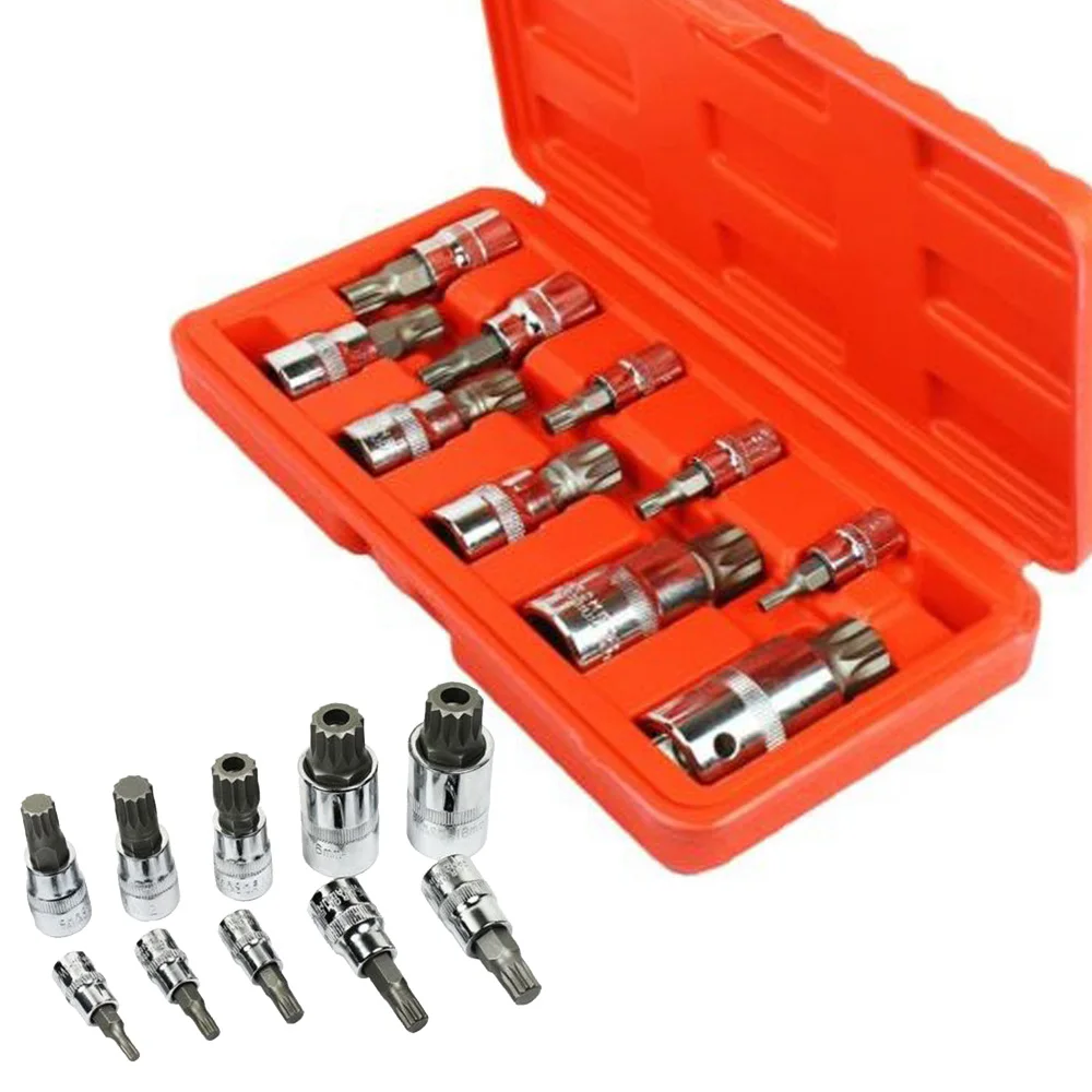 

Universal 10pcs Drill Socket Triple Square Spline Breaker Bar Torque Ratchet Wrench Socket Tool For BMW XZN Triangular Bit Drill