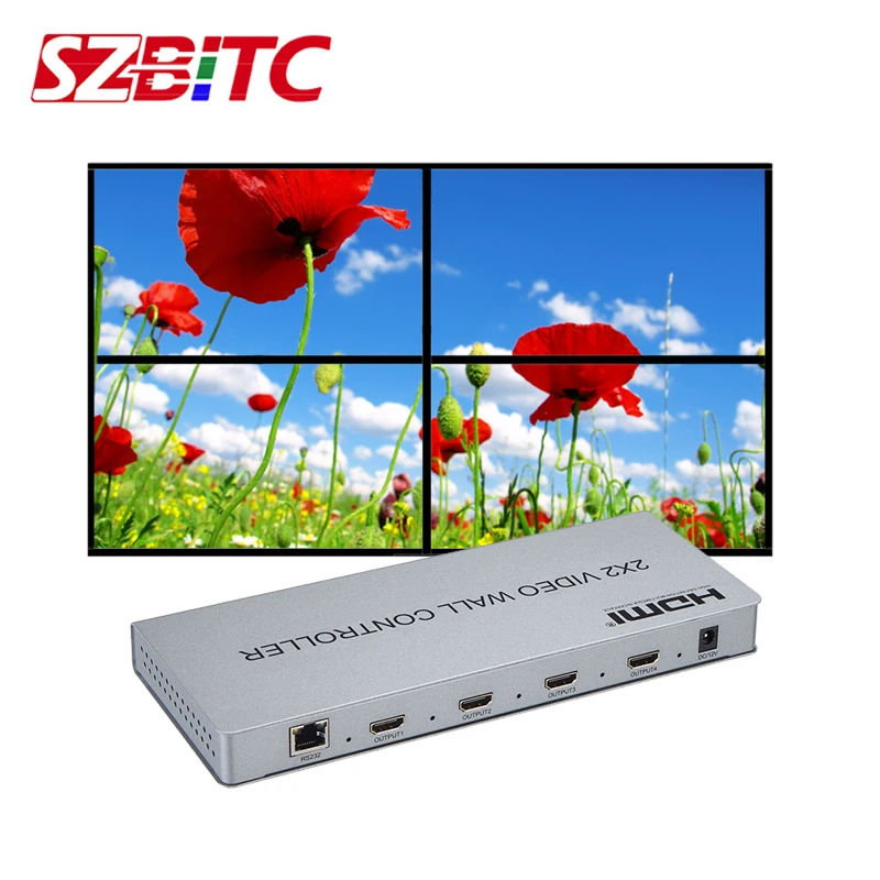 SZBITC video wall controller 2x2 1x2 1x3 1x4 3x1 2x1 1080P 4 in 1 out DVI Audio Splitter Converter with Remote Control | Электроника