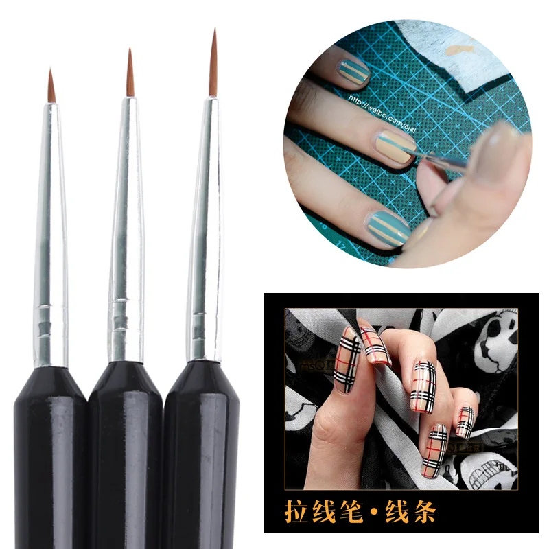 

Nail Art Painting lines Pen Brushes 3pcs/set Black Ultrathin Drawing Professional Drawing Lines Brush Pen Tools C009