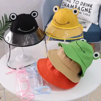 

Removable Visor Cap Kids Cartoon Frog Design Face Protective Hats Anti Spitting Full Face Cover Visor Caps Face Visor Shield