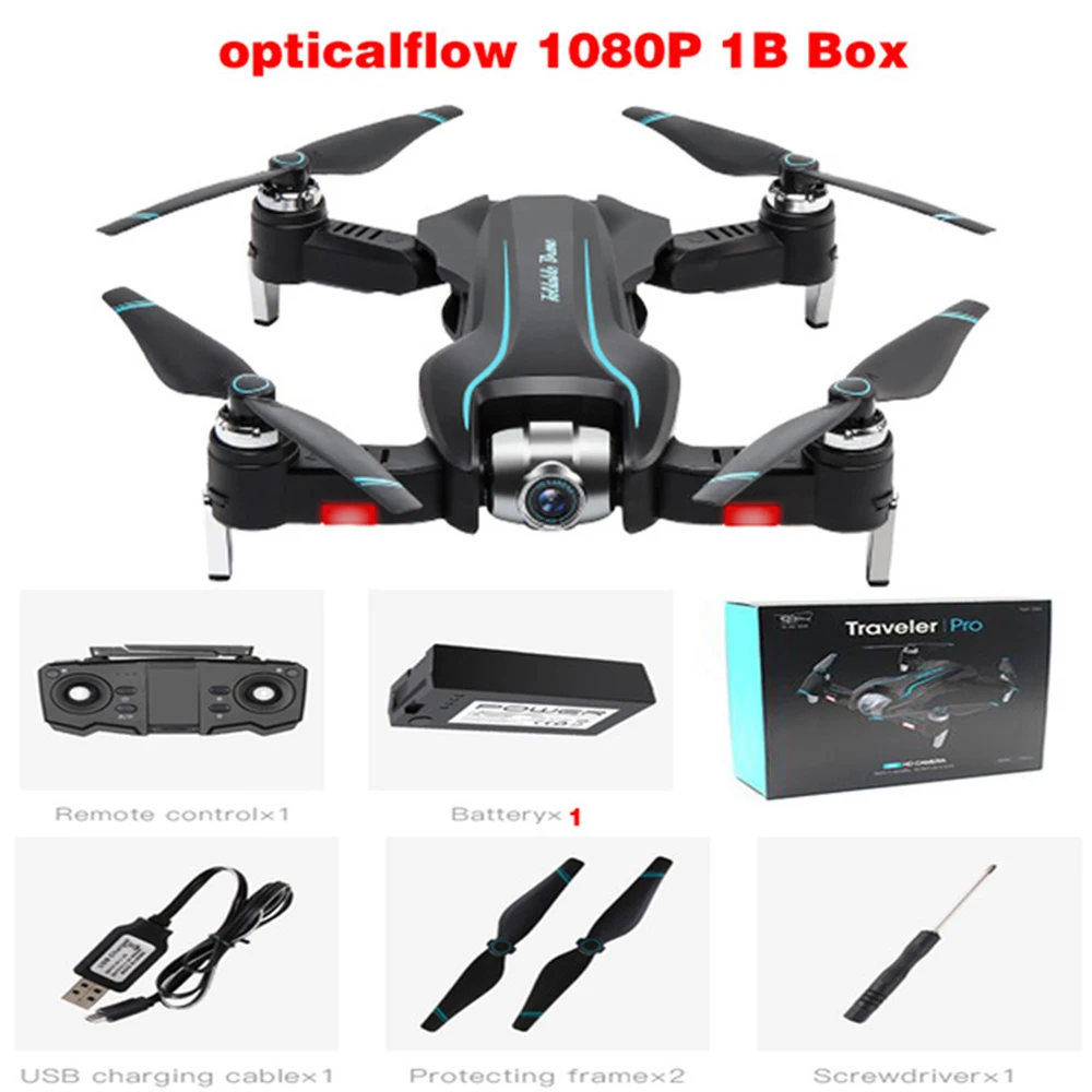 1080p 1B Box Радиоуправляемый квадрокоптер S17 Дрон 4K HD ESC 50X зум широкоугольный двойная камера wifi FPV складной оптический поток селфи дроны профессиональный - Цвет: 1080p 1B Box