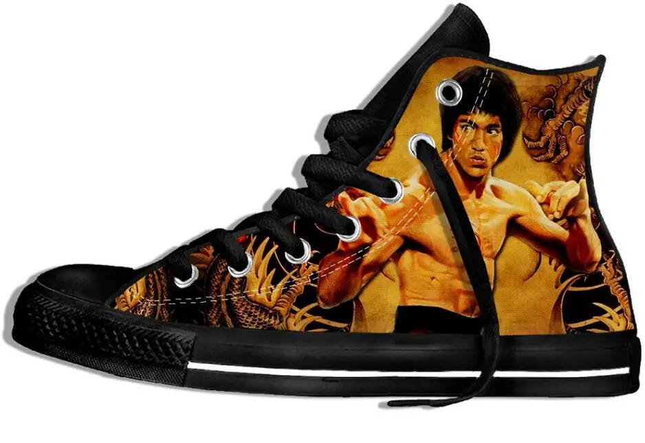 Bruce Lee 2 Мужские кроссовки с принтом логотипа Брюса Ли; удобные парусиновые дышащие кроссовки; Zapatos De Mujer - Цвет: Bruce Lee 2