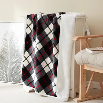 

Sanp Closure Wareable Plaid Blanket Printed Flannel Soft Arctic Velvet Blankets for beds Home Travel Office 80x140cm Shawl