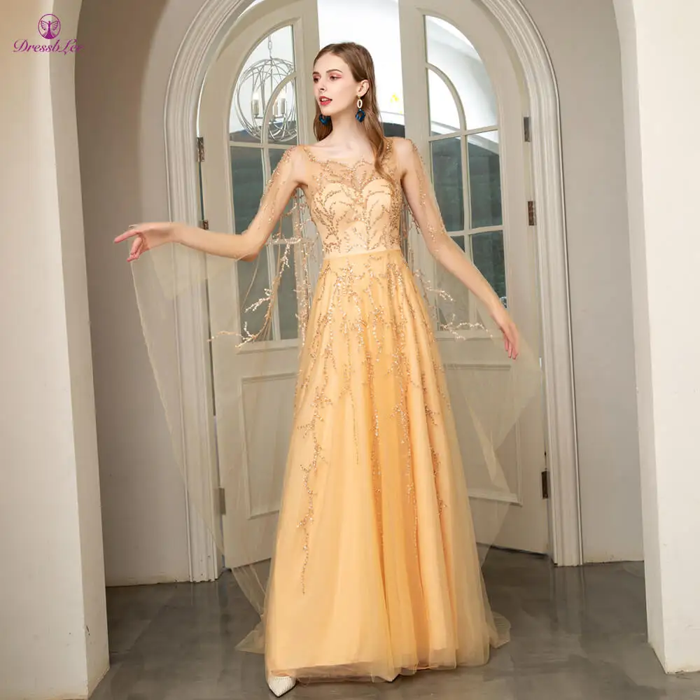 DressbLee блестящее длинное платье для выпускного вечера с курткой Полный вышитый бисером с кристаллами золотые платья для выпускного Дубай Стиль Формальное вечернее платье