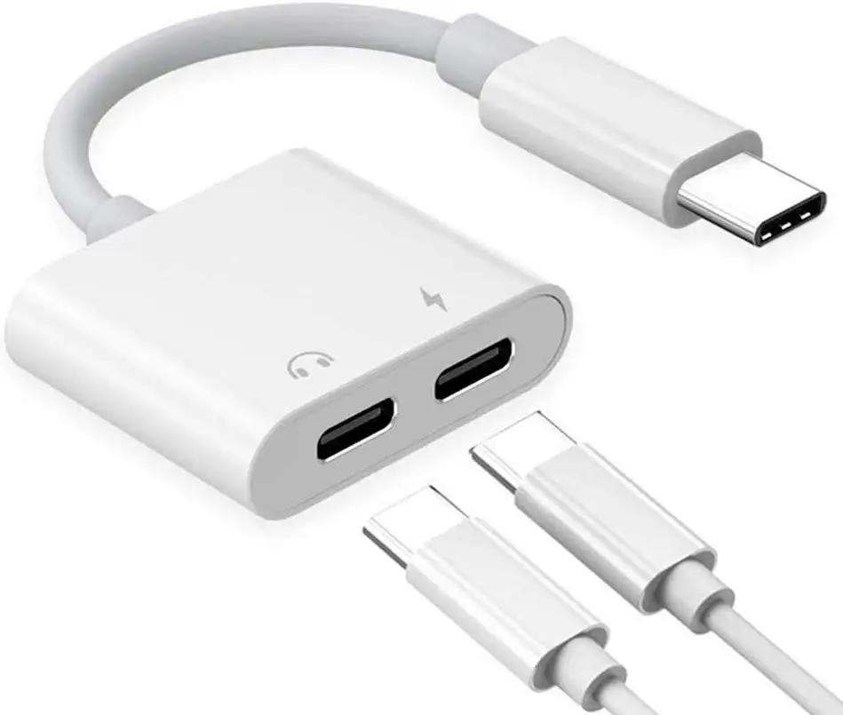 Белый Cherie двойной тип C разъем для зарядки наушников для samsung huawei Xiaomi Oneplus USB C Aux аудио сплиттер для наушников адаптер - Цвет: Белый