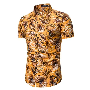 

Printed Men White & Gold Casual Shirt Hawaiian Short Sleeve Latest Mens Fashion Shirts Shirts Big Sizes