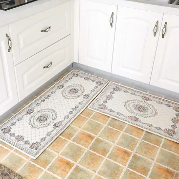 

Flower Europe Kitchen Mat Entrance Door Mat Jacquard Kitchen Carpet Non-slip Water Absorption Kitchen Rug Hallway Bedroom Rug