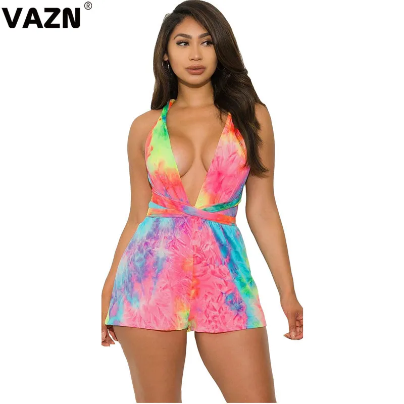 VAZN KL6006, Новинка лета, новейший стиль, для молодых девушек, открытая, сексуальная, пляжная мода, Холтер, крест, открытая спина, обтягивающие женские комбинезоны