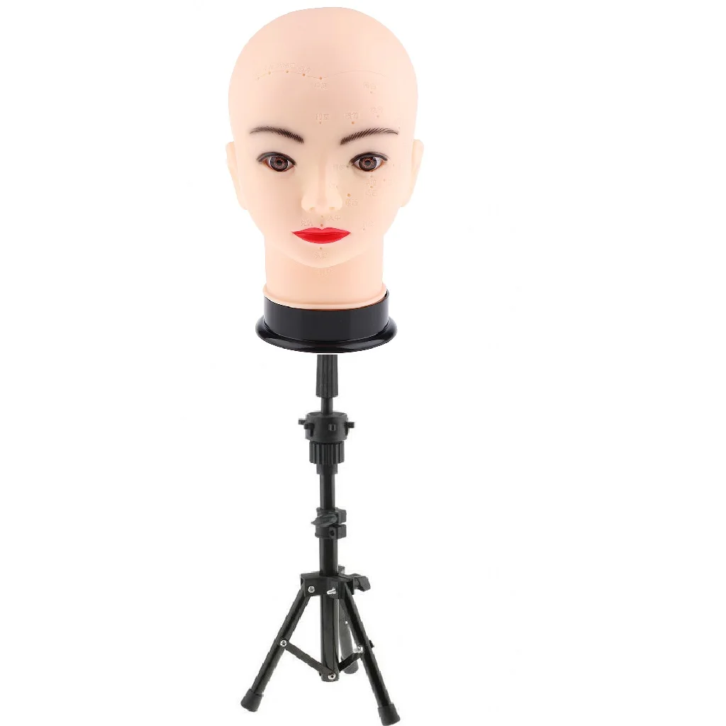 Female Mannequin Manikin Head Hair Wig Glasses Hat Display Massage Practice Model with Black Tripod Stand