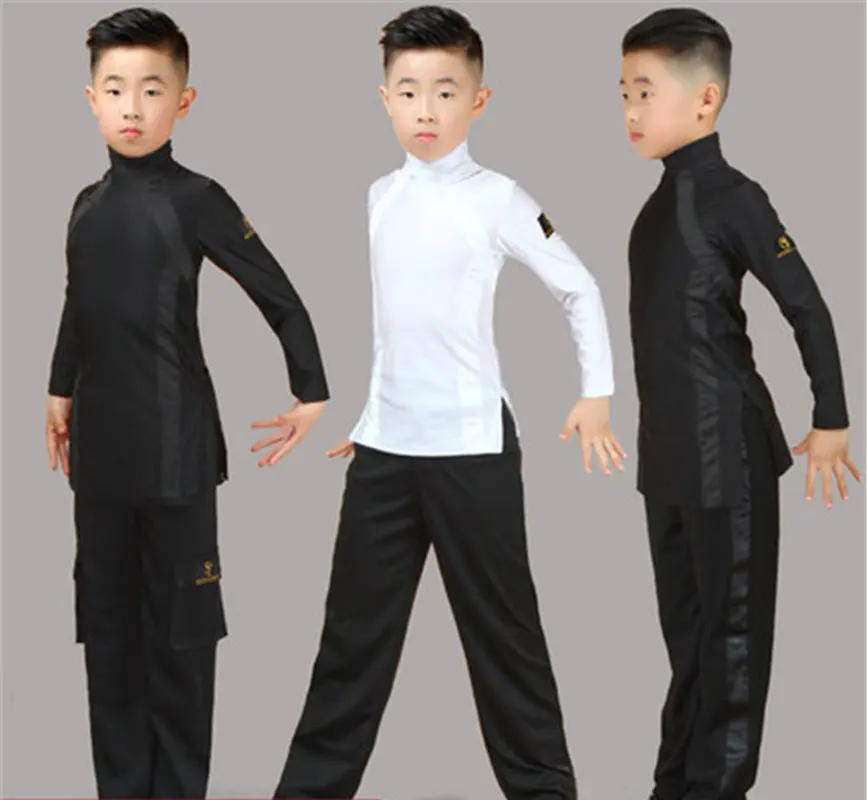 Fashion Latin Dance Costumes For Boys Black Long Sleeve Shirts Bodysuit Ballroom Dancing Clothes Latin Competition Dress dance dress,dance shirts,dance bodysuit