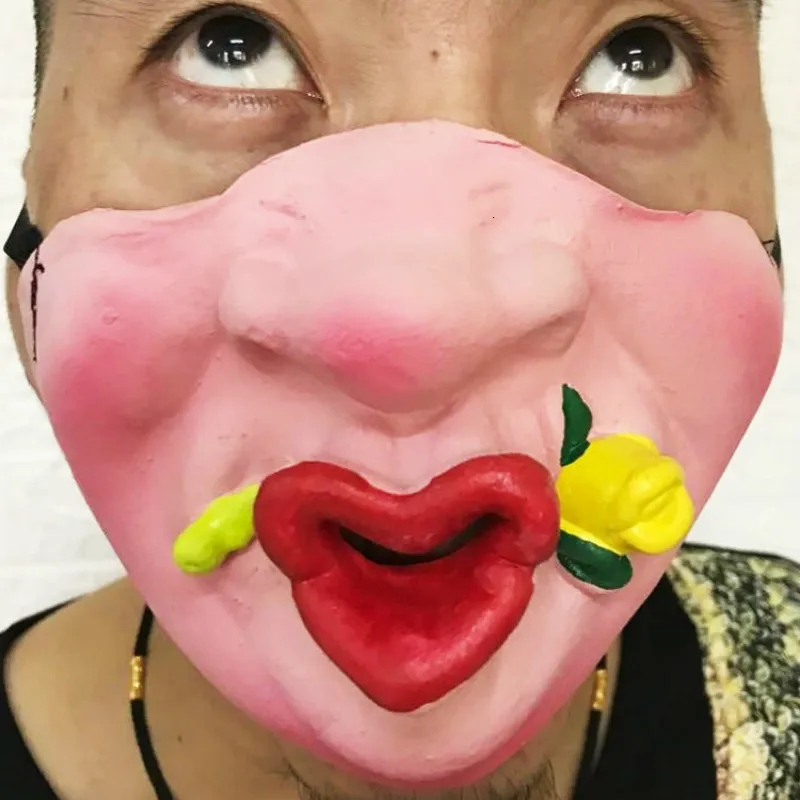 Смешной, латексный мягкий взрослых ужасов маски вечеринка Хэллоуин клоун Косплей Половина лица ужасный уродливый большой нос реалистичный силиконовый маскарад - Цвет: 13