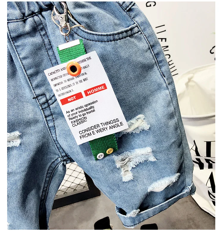 Boys' Jeans Middle Pants Summer New Style Children Casual with Holes Shorts Children Korean-style Loose-Fit Shorts