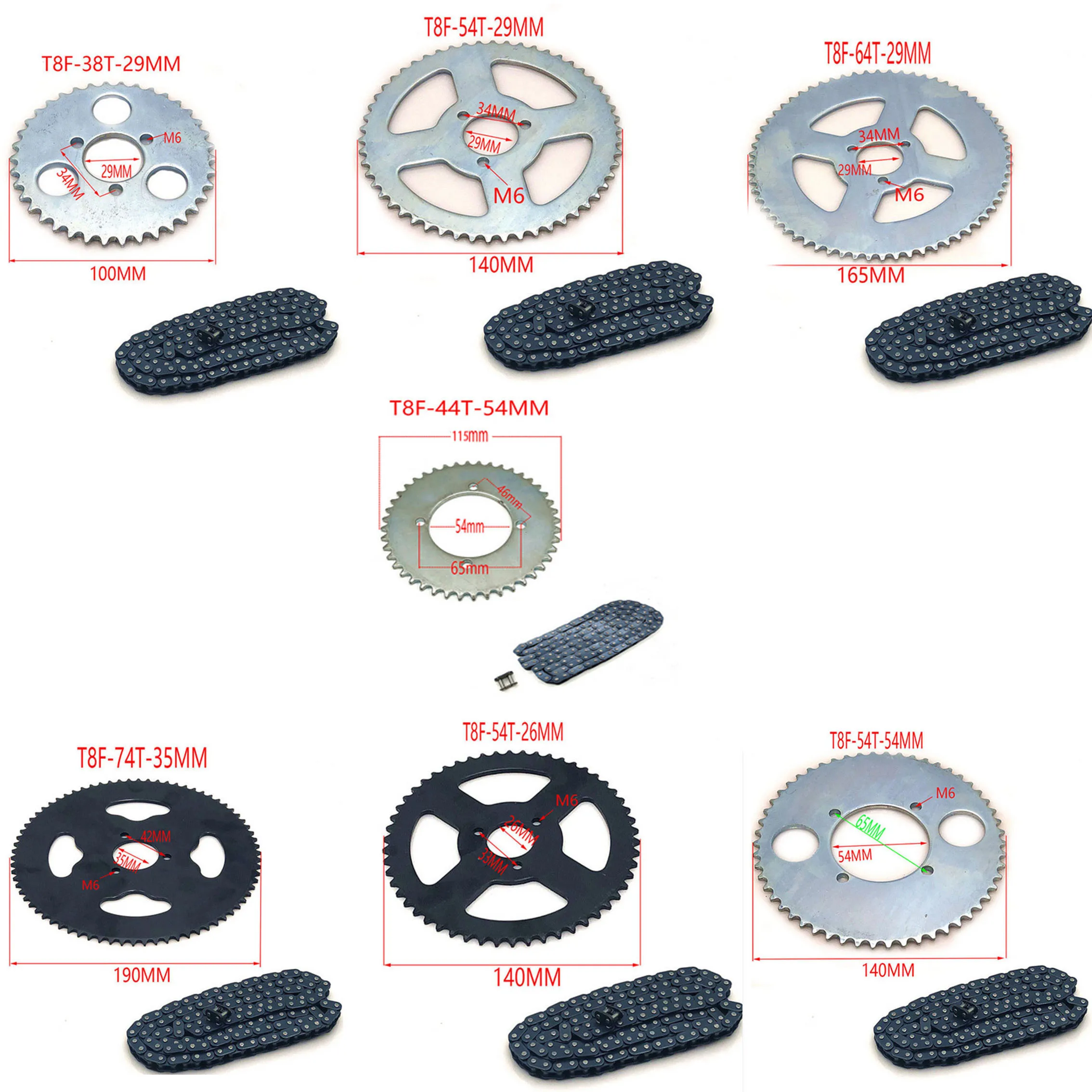 Pignon De Chaîne Arrière T8F 54T 26mm Pour Mini Mo Scooter Atv 49cc Pocket Bike