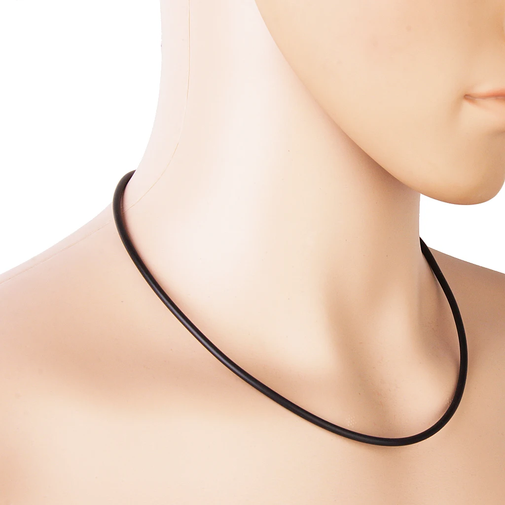 3MM BLACK RUBBER CORD Mens Womens Necklace Neck Collar Accessory Gift