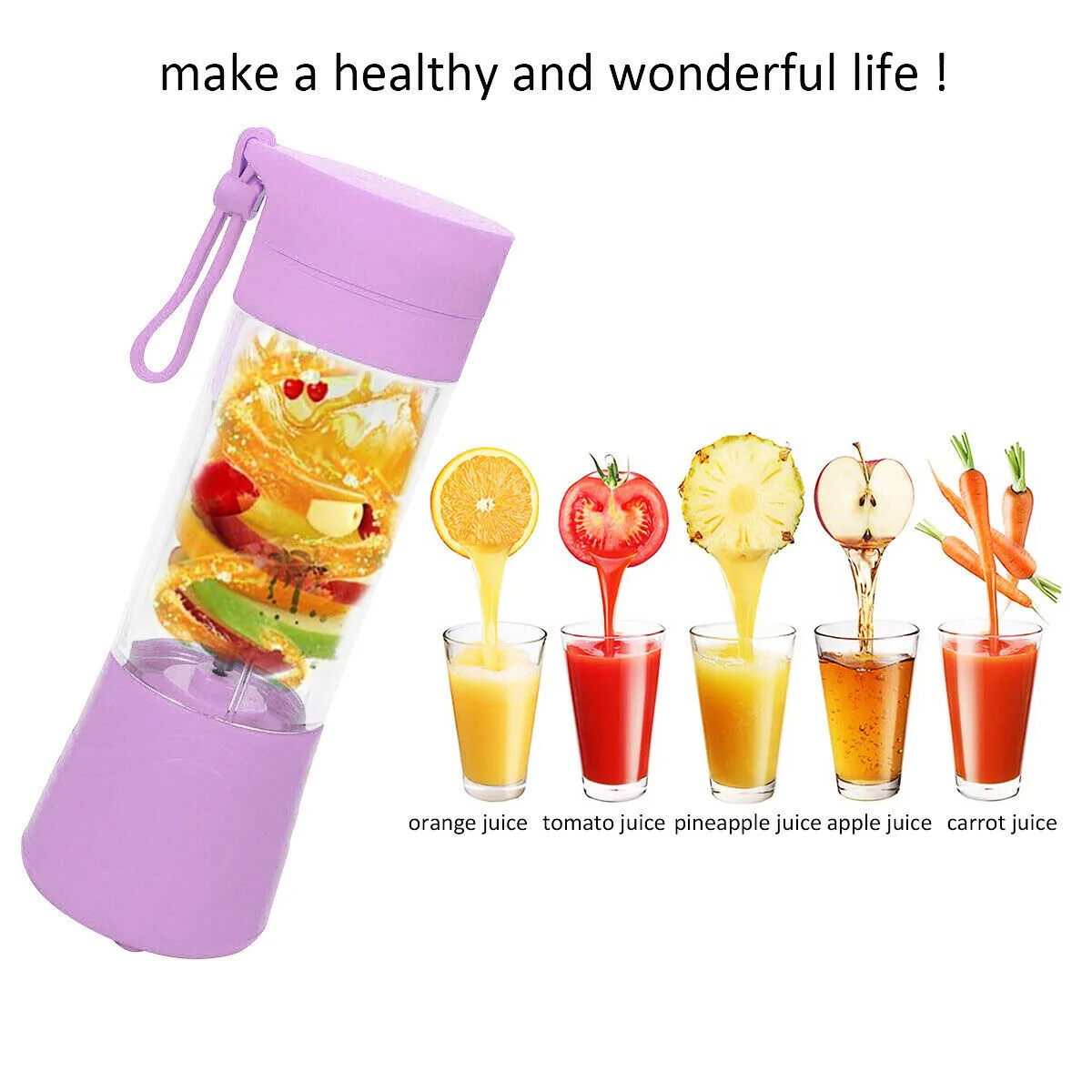 380ml Portable USB Electric Fruit Juicer Smoothie Maker Shaker Bottle