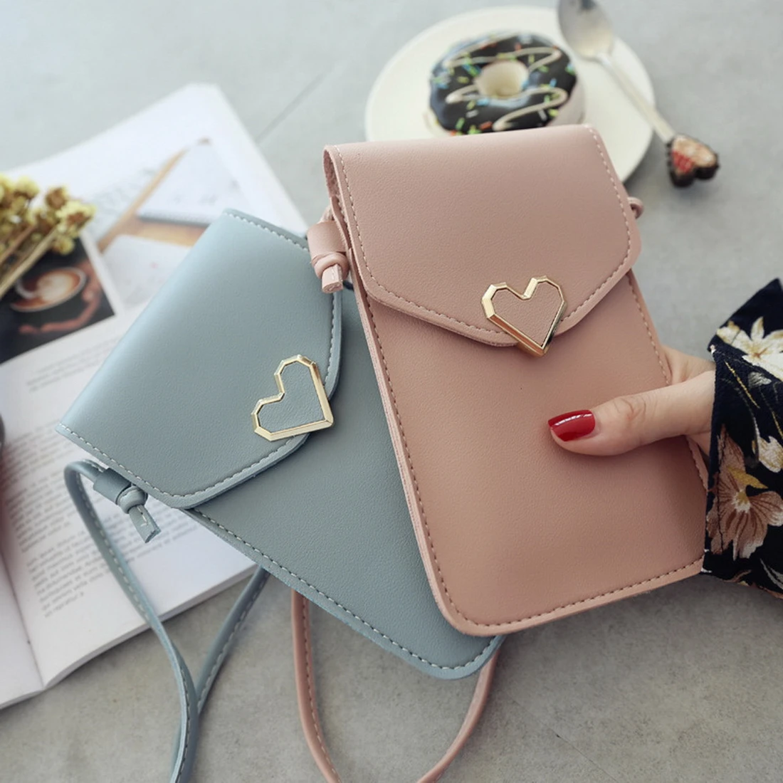 

Litthing Women's Touch Screen Cell Phone Purse Transparent Simple Bag New Hasp Cross Wallet Smartphone Leather Shoulder Handbags
