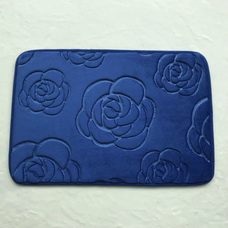 Royal blue 3D коврик 40 см* 60 см, фланелевый коврик с тиснением для туалета, ванной комнаты, 7 цветов, водопоглощающий Противоскользящий коврик, тканевый коврик для спальни, кухонные коврики - Цвет: Royal blue